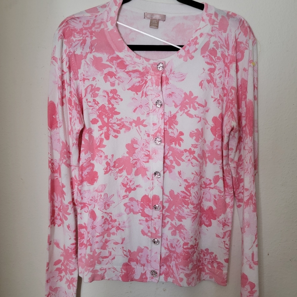 White Stag Pink Floral Cardigan